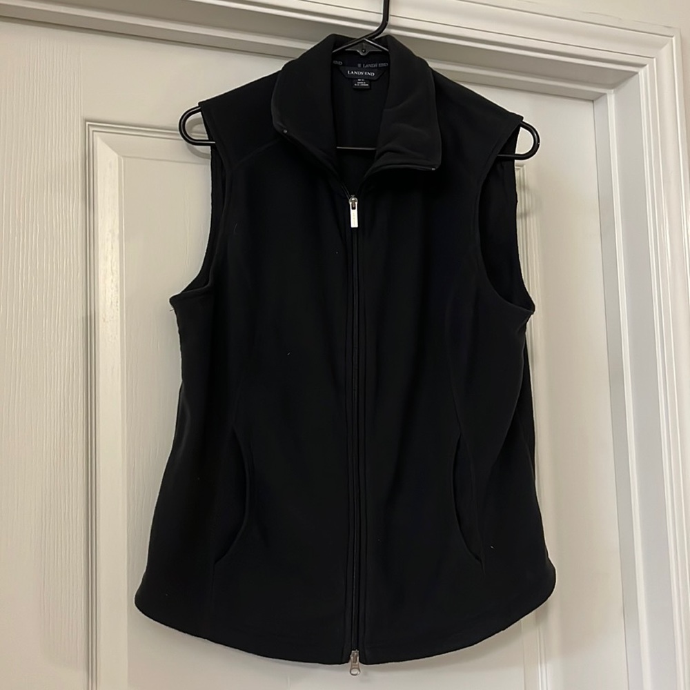 Lands’ End Thermacheck Fleece Vest, Women’s Size M (10-12), Black